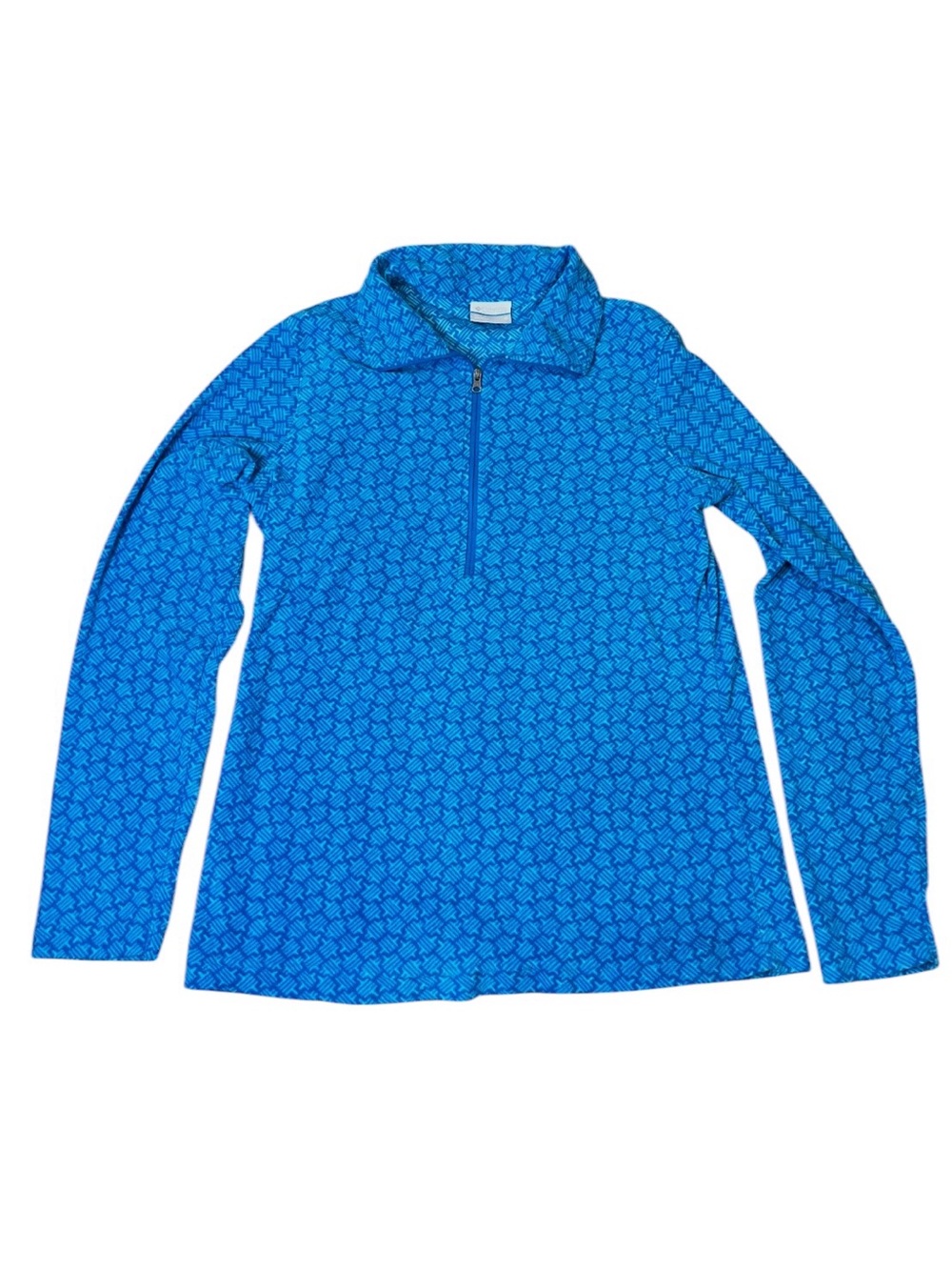Blue Quarter-Zip Long Sleeve Top
